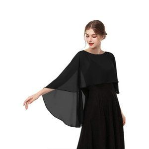 Chiffon Cape Shawls and Wraps Black 01